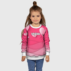 Свитшот детский Inzoi розовые сердечки, цвет: 3D-белый — фото 2