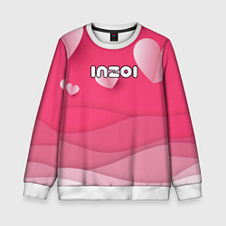 Свитшот детский Inzoi розовые сердечки, цвет: 3D-белый