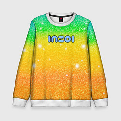 Свитшот детский Inzoi зелено-желтый фон, цвет: 3D-белый