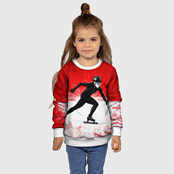 Свитшот детский Скоростной бег на коньках в красном, цвет: 3D-белый — фото 2