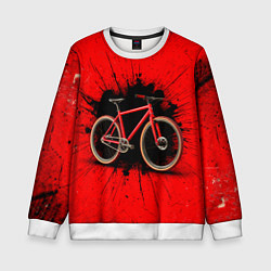Свитшот детский Трековый велосипед на красном, цвет: 3D-белый