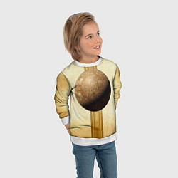 Свитшот детский Ядро для талкания на бежевом, цвет: 3D-белый — фото 2