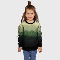 Свитшот детский Зелёный полосами от светлого к тёмному текстурные, цвет: 3D-черный — фото 2