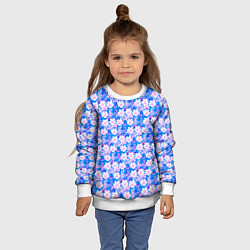 Свитшот детский Нежный голубой с розовыми цветами паттерн, цвет: 3D-белый — фото 2