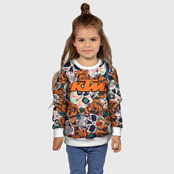 Свитшот детский Оранжевые черепа КТМ, цвет: 3D-белый — фото 2