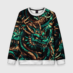 Свитшот детский Японские драконы ирезуми, цвет: 3D-белый
