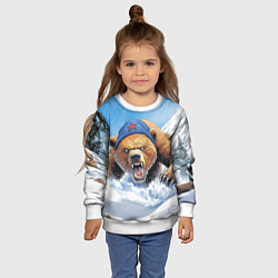 Свитшот детский Злой русский медведь, цвет: 3D-белый — фото 2