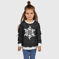 Свитшот детский Языческий узорный крест и руны, цвет: 3D-белый — фото 2