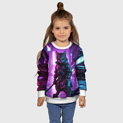 Свитшот детский Котик с катаной, цвет: 3D-белый — фото 2