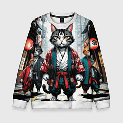 Свитшот детский Коты якудза, цвет: 3D-белый