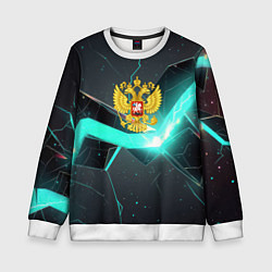 Детский свитшот Неоновые плиты и золотой герб РФ