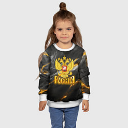 Свитшот детский Россия черно-желтый фон, цвет: 3D-белый — фото 2