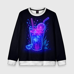 Свитшот детский Неоновый фруктовый коктейль, цвет: 3D-белый
