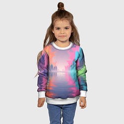 Свитшот детский Город в розовом тумане, цвет: 3D-белый — фото 2