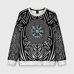 Свитшот детский Этнический узор с компасом жизни, цвет: 3D-белый