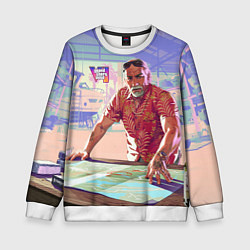 Свитшот детский GTA 6 Брайан Хедер, цвет: 3D-белый