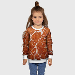 Свитшот детский Темно-оранжевый мрамор, цвет: 3D-белый — фото 2