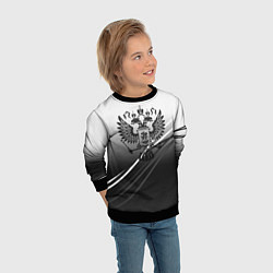 Свитшот детский Герб России градиент в полосами серый, цвет: 3D-черный — фото 2