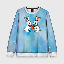 Свитшот детский Милые зайчата с морковкой, цвет: 3D-белый