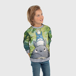 Свитшот детский Тоторо в лесу акварель, цвет: 3D-меланж — фото 2