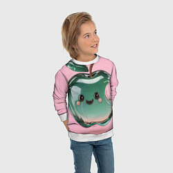 Свитшот детский Кавайное яблоко, цвет: 3D-белый — фото 2