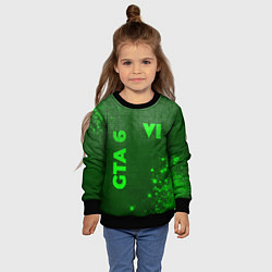 Свитшот детский GTA 6 - green gradient вертикально, цвет: 3D-черный — фото 2