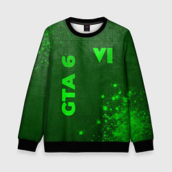 Свитшот детский GTA 6 - green gradient вертикально, цвет: 3D-черный