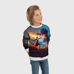 Свитшот детский Битва Цири с монстром - Ведьмак 4, цвет: 3D-белый — фото 2