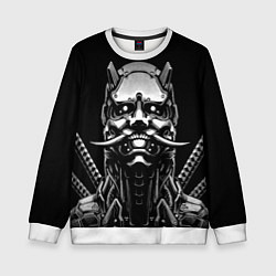 Свитшот детский Киборг ниндзя в маске демона, цвет: 3D-белый
