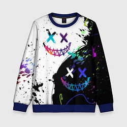 Свитшот детский Неоновые брызги - жуткие улыбки, цвет: 3D-синий
