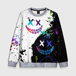 Свитшот детский Неоновые брызги - жуткие улыбки, цвет: 3D-меланж
