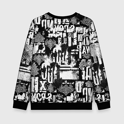 Детский свитшот Паттерн с надписями хасл / 3D-Черный – фото 2
