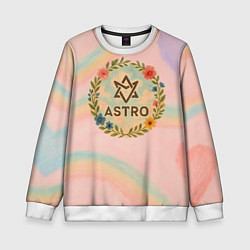 Свитшот детский Astro круглый цветочный логотип, цвет: 3D-белый