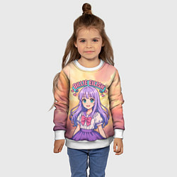 Свитшот детский Билли Айлиш в аниме стиле, цвет: 3D-белый — фото 2