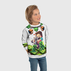 Свитшот детский World of minecraft, цвет: 3D-белый — фото 2