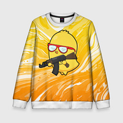 Свитшот детский Курица и автомат, цвет: 3D-белый
