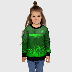 Свитшот детский Cyberpunk 2077 - green gradient посередине, цвет: 3D-черный — фото 2