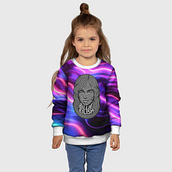 Свитшот детский Портрет Билли Айлиш из линий, цвет: 3D-белый — фото 2