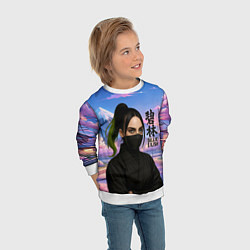 Свитшот детский Ниндзя Билли Айлиш, цвет: 3D-белый — фото 2
