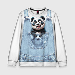 Свитшот детский Панда в кармашке комбинезона, цвет: 3D-белый