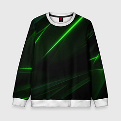 Свитшот детский Зеленая текстура с неоновыми линиями, цвет: 3D-белый