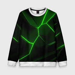 Свитшот детский Зеленая текстура с неоном, цвет: 3D-белый