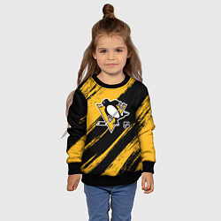 Свитшот детский Питтсбург Пингвинз - брызги краски, цвет: 3D-черный — фото 2