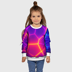 Свитшот детский Синие плиты с фиолетовым свечением, цвет: 3D-белый — фото 2