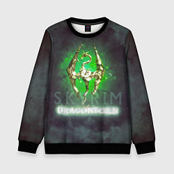 Свитшот детский Skyrim gold logo Dragonborn, цвет: 3D-черный