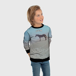 Свитшот детский Лошадь почему мем на берегу, цвет: 3D-черный — фото 2