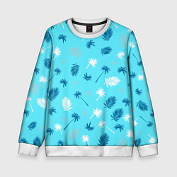 Свитшот детский Текстура голубой гавайской рубашки, цвет: 3D-белый