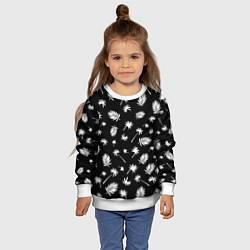 Свитшот детский Текстура черной гавайской рубашки, цвет: 3D-белый — фото 2