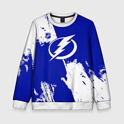 Свитшот детский Тампа Бэй Лайтнинг - синяя краска, цвет: 3D-белый