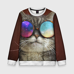 Детский свитшот A Cat with multicolored glasses